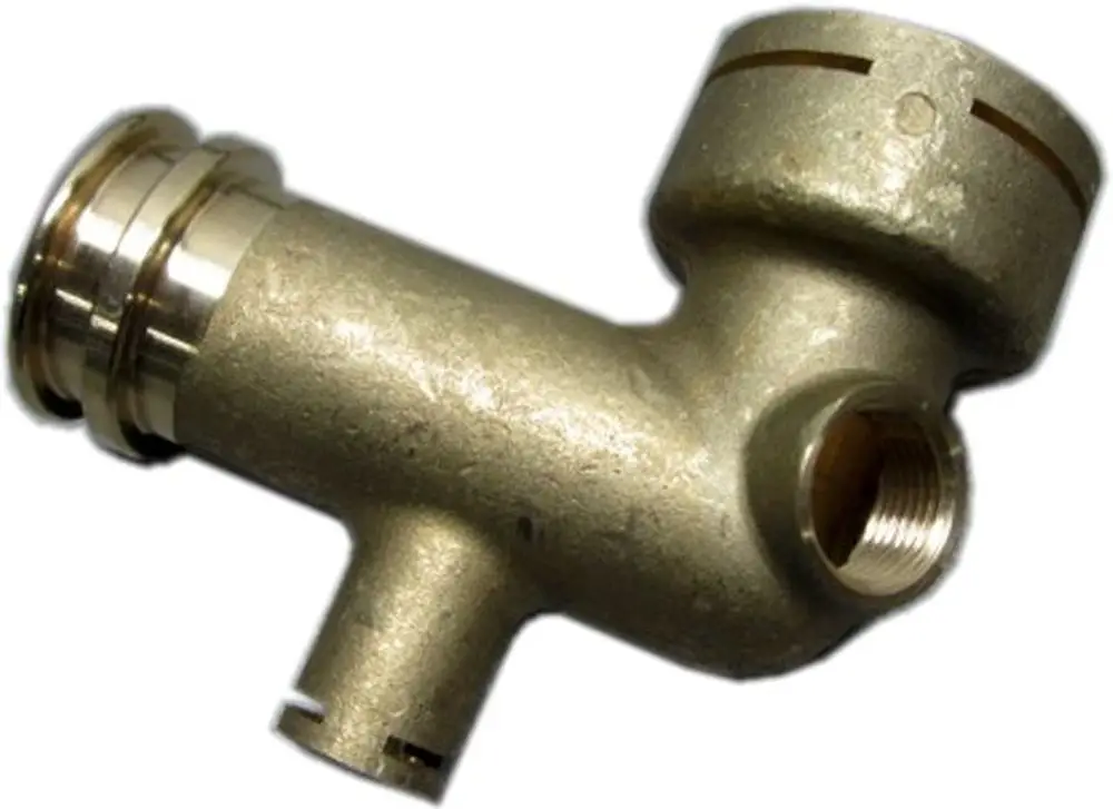 Anschlussbogen aus Metall mit mehreren Anschlüssen, geeignet für Heizungsrohre von Wolf. Das Produkt zeigt eine einfache, funktionale Form ohne ausgeprägte Markierungen.